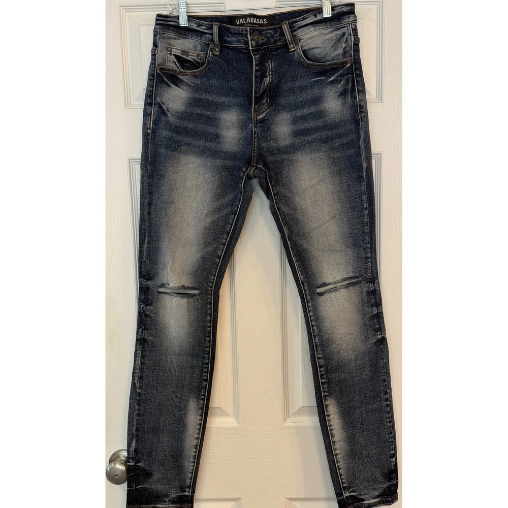 Valabasas Men's Jeans Blue Denim 34 Cotton Skinny Skater Hipster Streetwear 32"